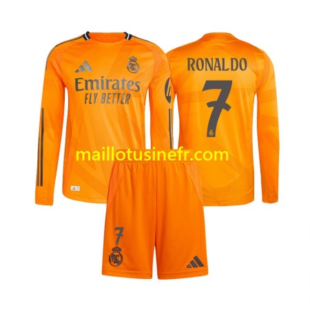 Maillot de Foot Real Madrid Cristiano Ronaldo 7 Extérieur 2024-25 Manches Longues - Enfant